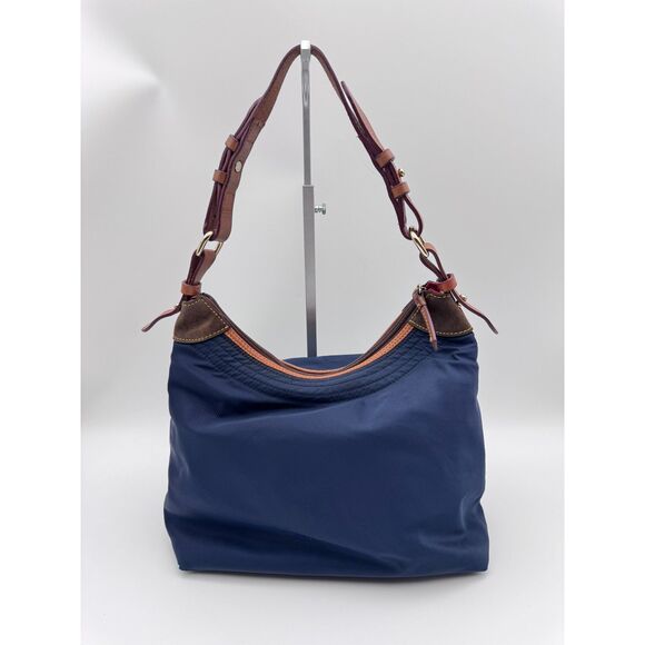 Dooney & Bourke Nylon Shoulder Bag – Navy with Brown Leather Trim – EUC - Picture 5 of 7